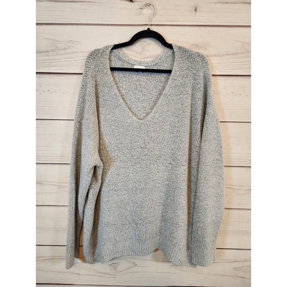 Old Navy Womens Gray Solid Stretch V-Neck Long Sleeves Pullover Sweater Size XXL